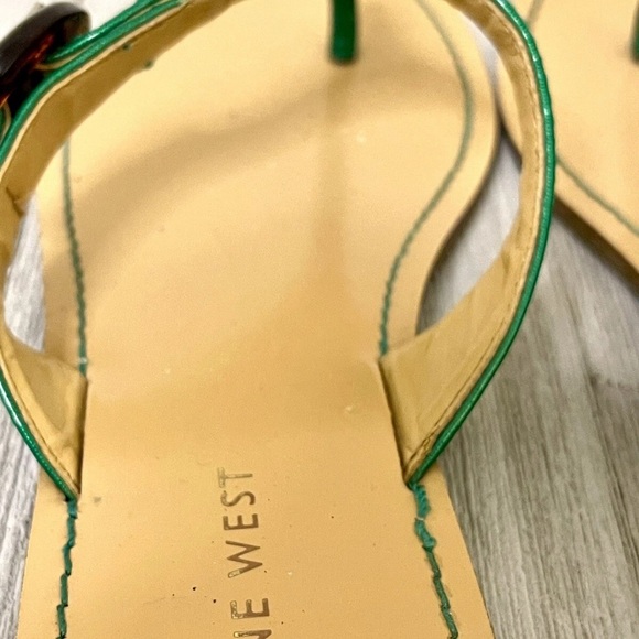 Nine West Pearlized Green Women's Thong Sandals - Picture 13 of 14